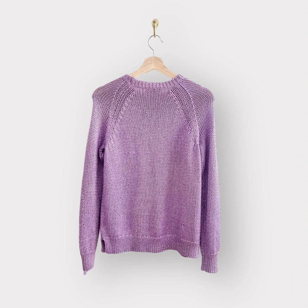 J.CREW Purple Metallic Knit Pullover Sweater (Sz S)